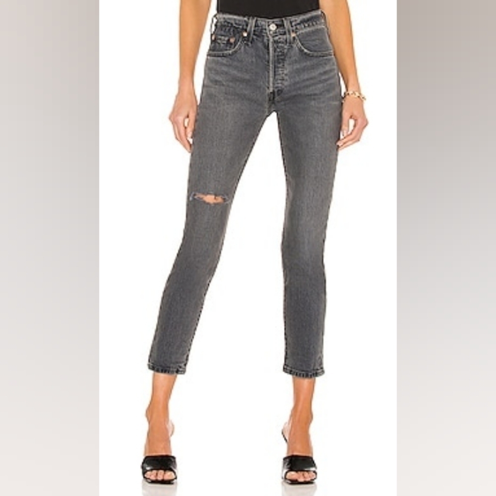LEVI'S Premium 501 Skinny in Dark Side Of The Moon, Faded Black, Size 26